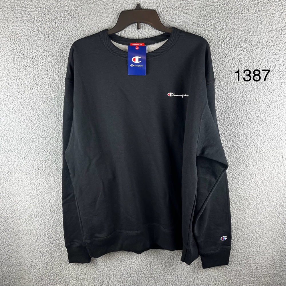 Champion Men’s Size XL Black Powerblend Graphic‎ Standard Fit Sweater NWT